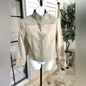 NWT MAG Leather & Wool Blend Long Sleeve Jacket Size 10 $278 Originally Y2K